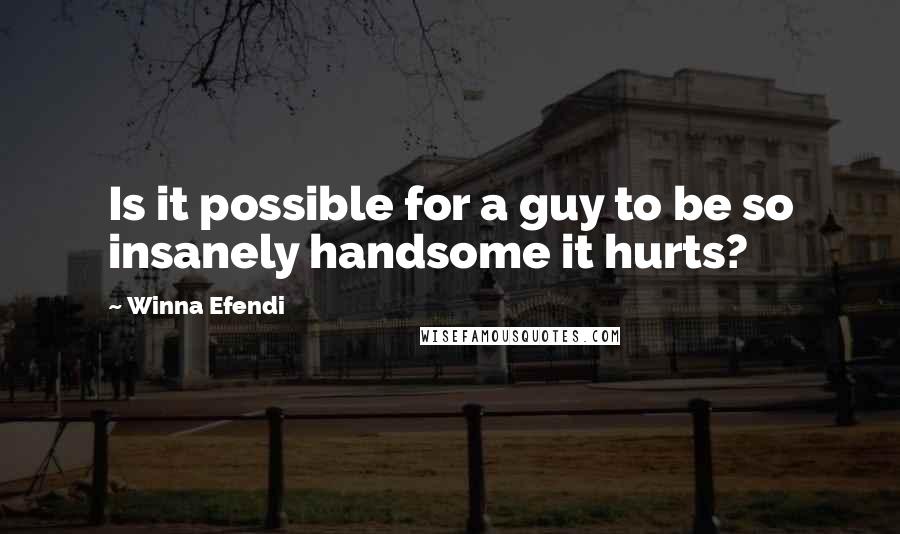 Winna Efendi Quotes: Is it possible for a guy to be so insanely handsome it hurts?