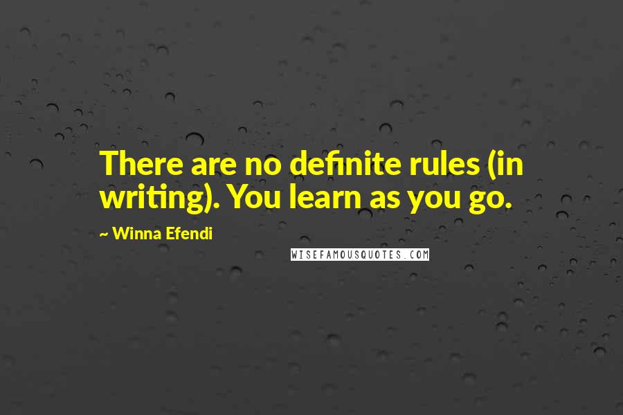 Winna Efendi Quotes: There are no definite rules (in writing). You learn as you go.