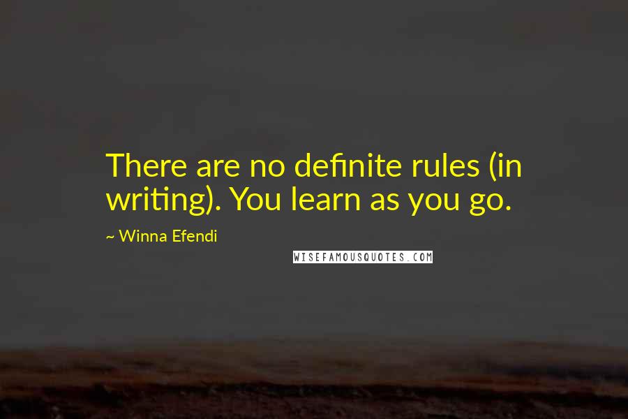 Winna Efendi Quotes: There are no definite rules (in writing). You learn as you go.