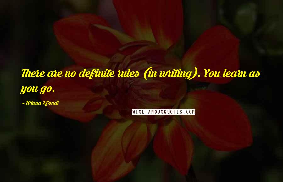 Winna Efendi Quotes: There are no definite rules (in writing). You learn as you go.
