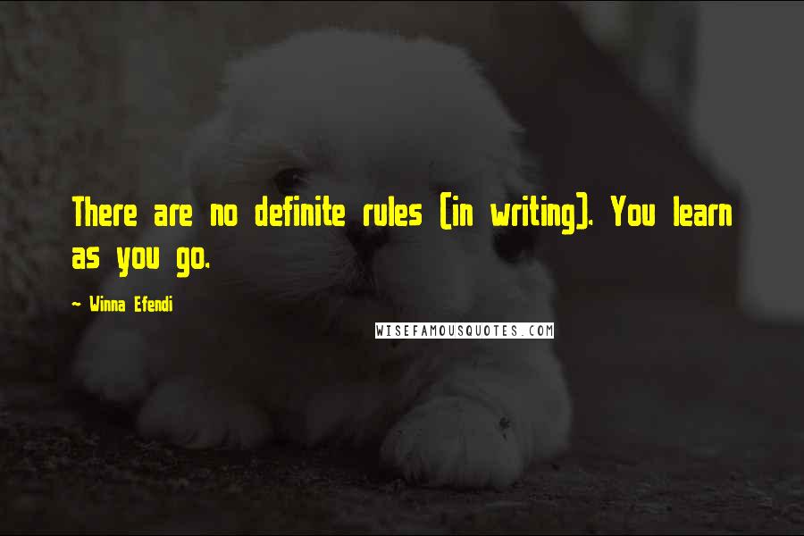 Winna Efendi Quotes: There are no definite rules (in writing). You learn as you go.