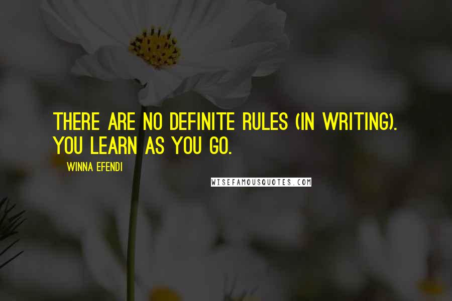 Winna Efendi Quotes: There are no definite rules (in writing). You learn as you go.