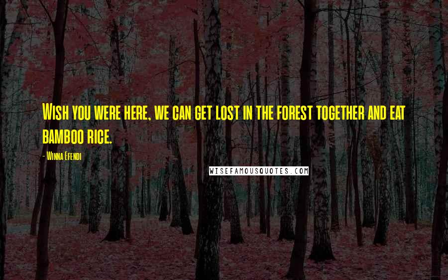 Winna Efendi Quotes: Wish you were here, we can get lost in the forest together and eat bamboo rice.