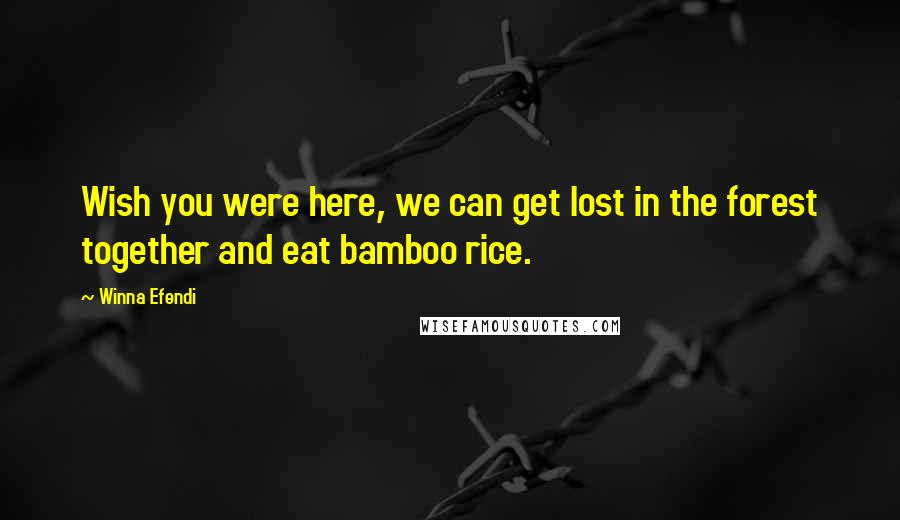Winna Efendi Quotes: Wish you were here, we can get lost in the forest together and eat bamboo rice.