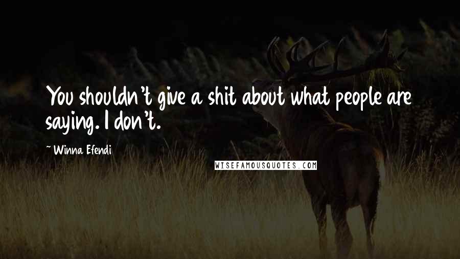 Winna Efendi Quotes: You shouldn't give a shit about what people are saying. I don't.