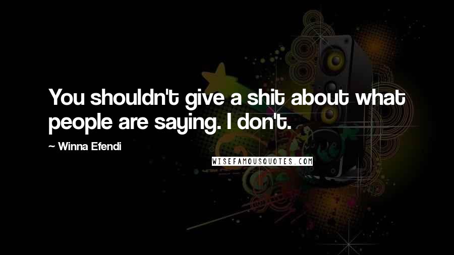 Winna Efendi Quotes: You shouldn't give a shit about what people are saying. I don't.