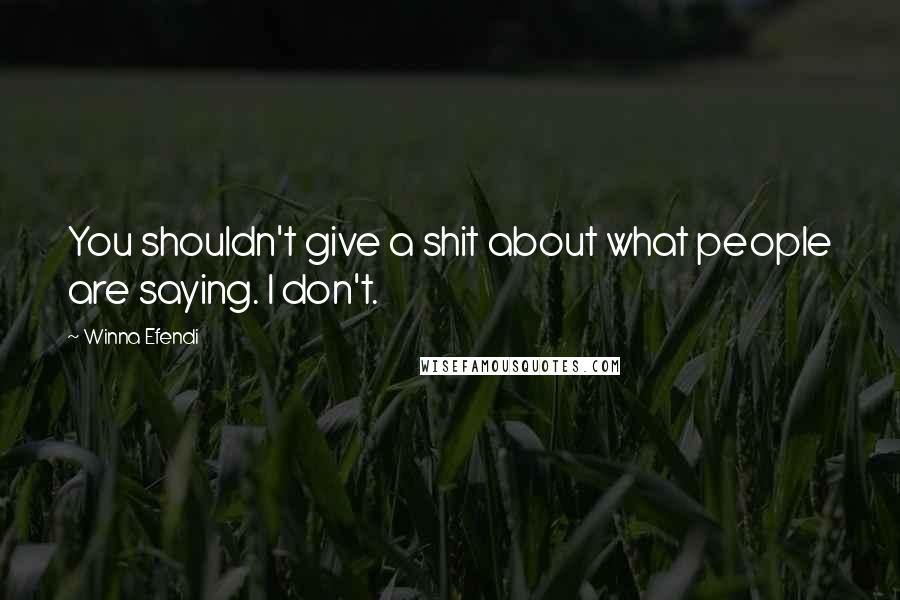 Winna Efendi Quotes: You shouldn't give a shit about what people are saying. I don't.