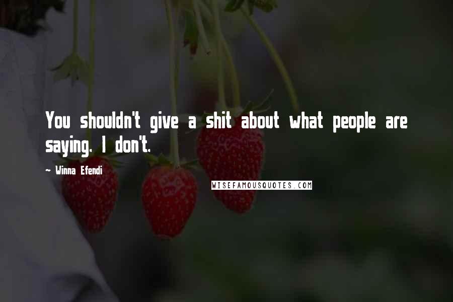 Winna Efendi Quotes: You shouldn't give a shit about what people are saying. I don't.