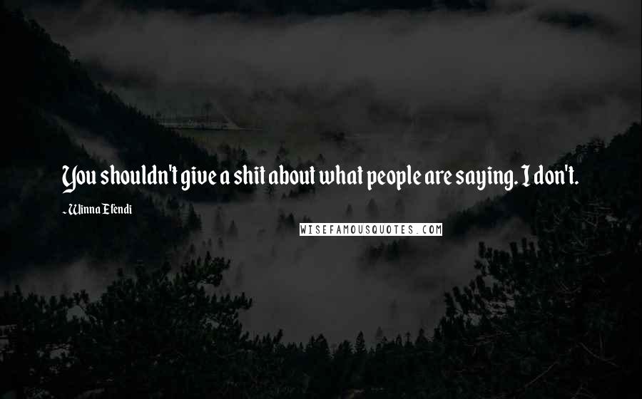 Winna Efendi Quotes: You shouldn't give a shit about what people are saying. I don't.