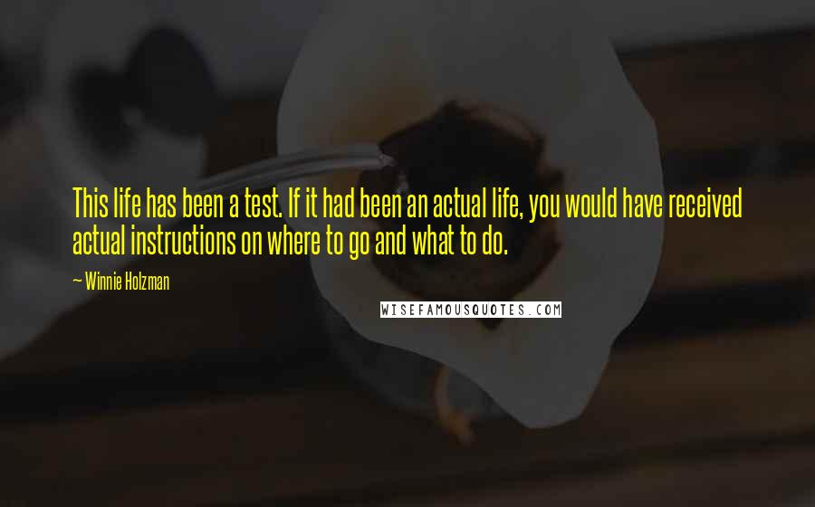 Winnie Holzman Quotes: This life has been a test. If it had been an actual life, you would have received actual instructions on where to go and what to do.