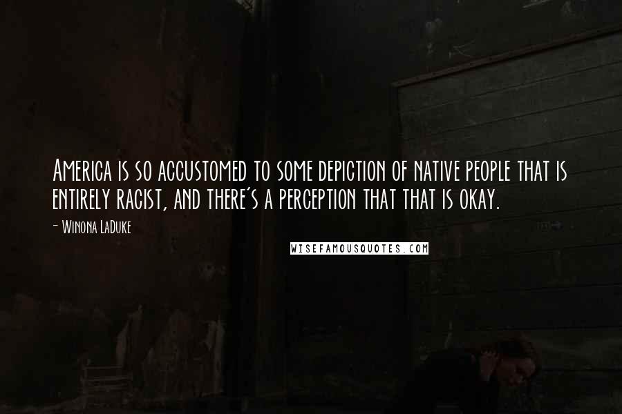 Winona LaDuke Quotes: America is so accustomed to some depiction of native people that is entirely racist, and there's a perception that that is okay.