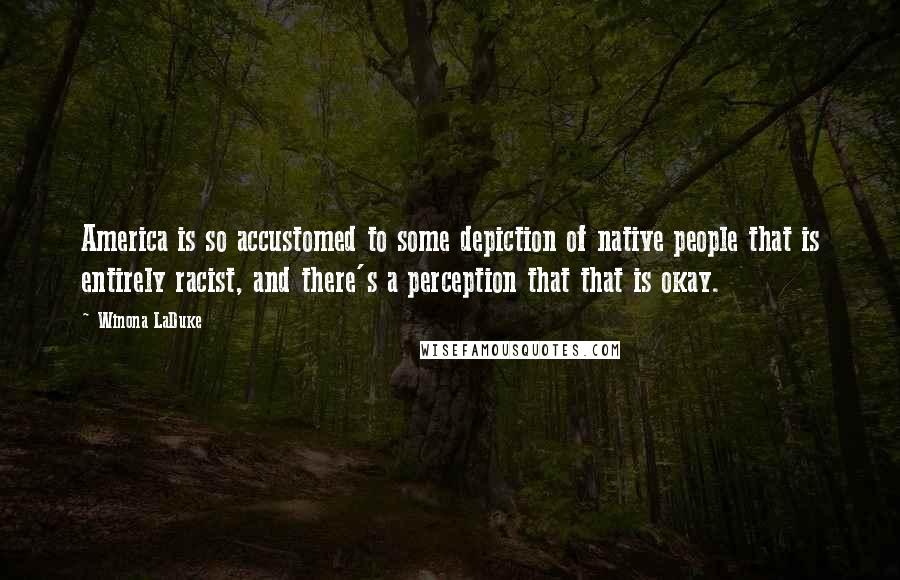 Winona LaDuke Quotes: America is so accustomed to some depiction of native people that is entirely racist, and there's a perception that that is okay.