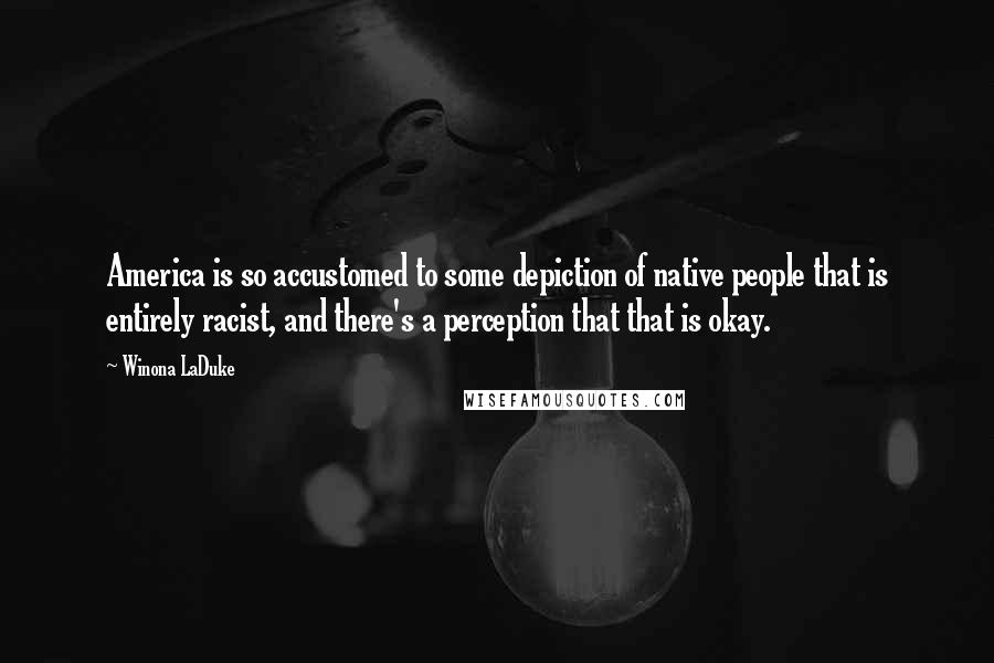Winona LaDuke Quotes: America is so accustomed to some depiction of native people that is entirely racist, and there's a perception that that is okay.