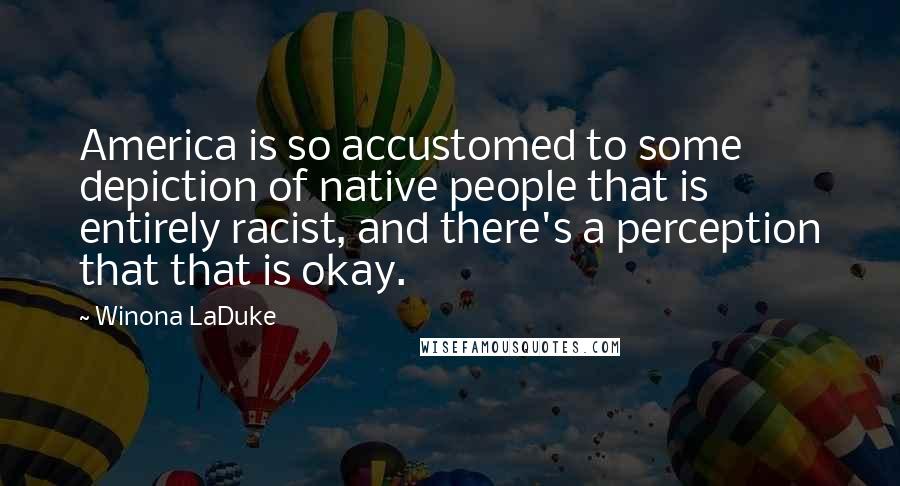 Winona LaDuke Quotes: America is so accustomed to some depiction of native people that is entirely racist, and there's a perception that that is okay.