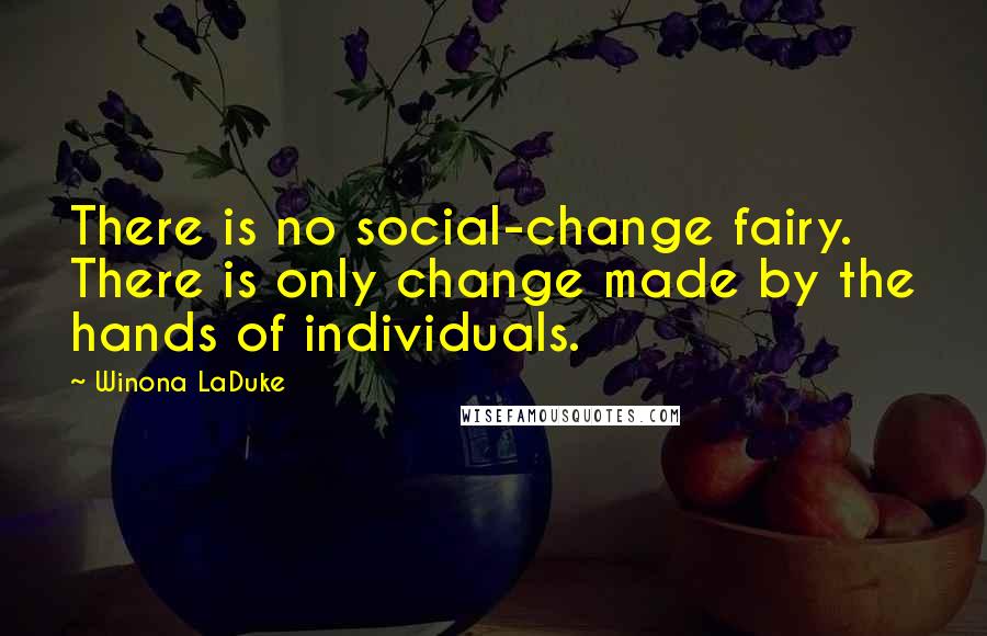 Winona LaDuke Quotes: There is no social-change fairy. There is only change made by the hands of individuals.