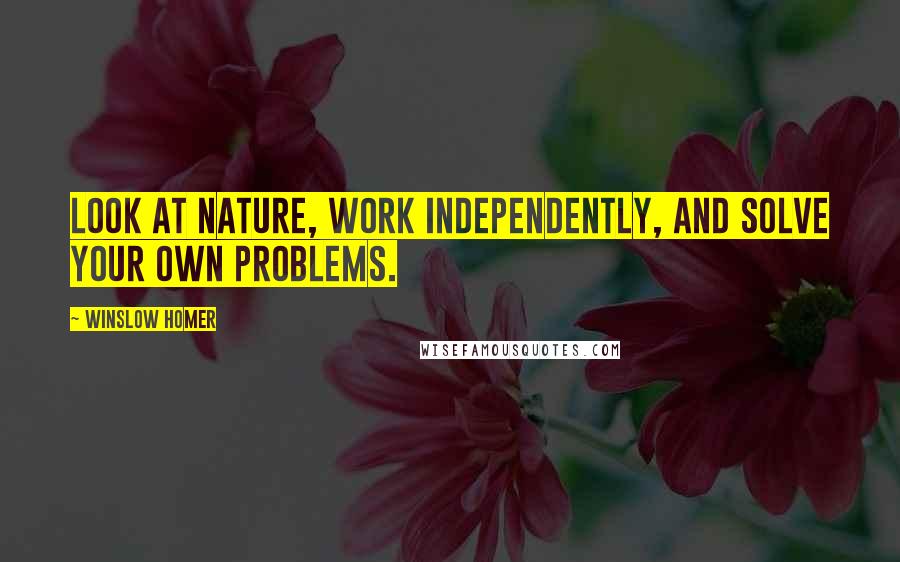 Winslow Homer Quotes: Look at nature, work independently, and solve your own problems.