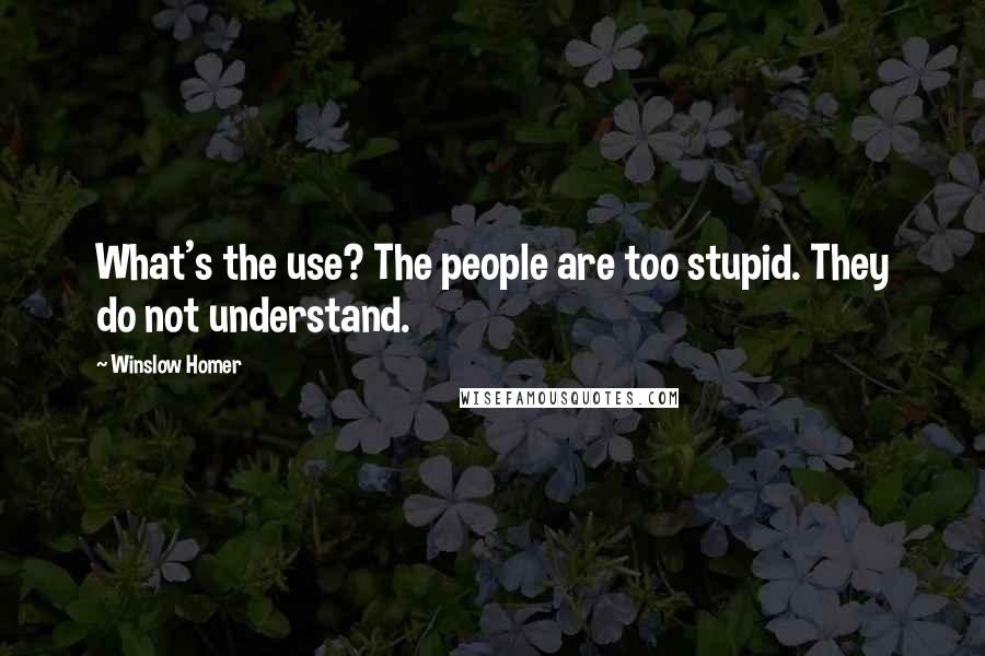 Winslow Homer Quotes: What's the use? The people are too stupid. They do not understand.