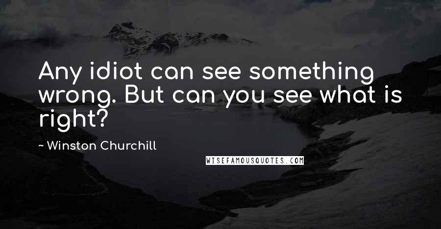 Winston Churchill Quotes: Any idiot can see something wrong. But can you see what is right?