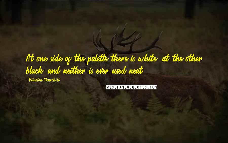 Winston Churchill Quotes: At one side of the palette there is white, at the other black; and neither is ever used neat.