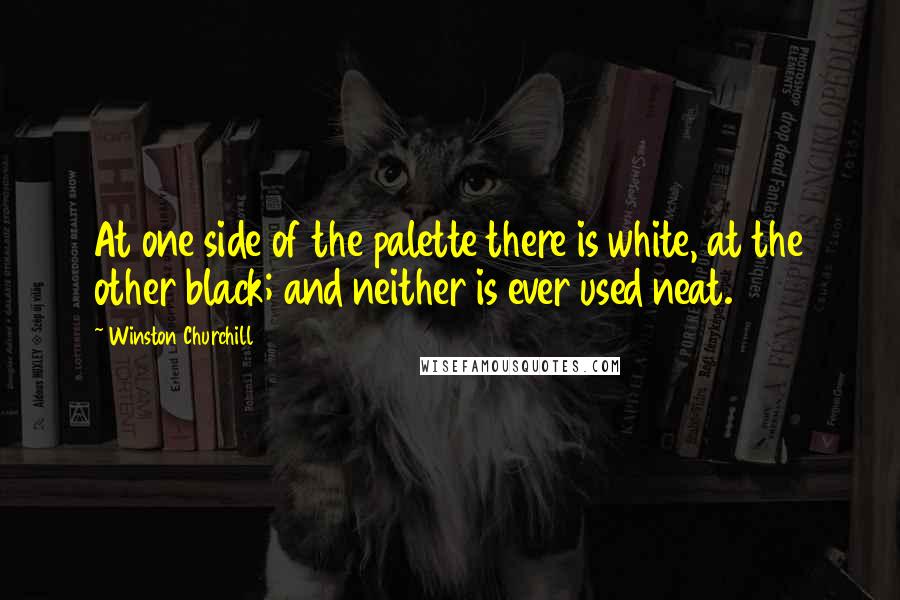 Winston Churchill Quotes: At one side of the palette there is white, at the other black; and neither is ever used neat.