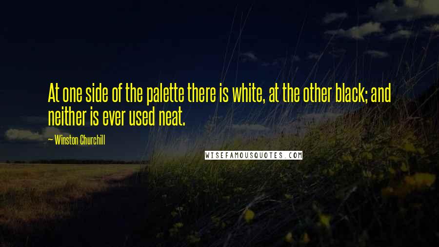 Winston Churchill Quotes: At one side of the palette there is white, at the other black; and neither is ever used neat.