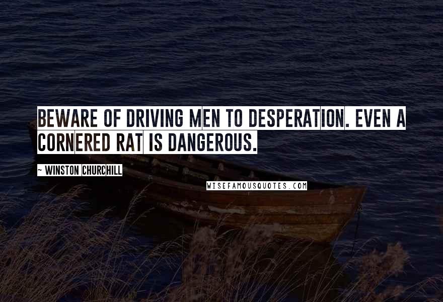 Winston Churchill Quotes: Beware of driving men to desperation. Even a cornered rat is dangerous.