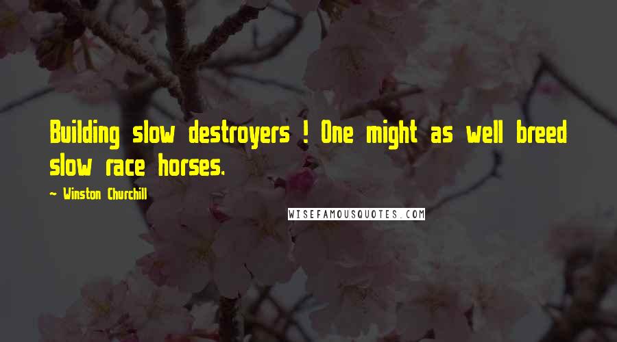 Winston Churchill Quotes: Building slow destroyers ! One might as well breed slow race horses.