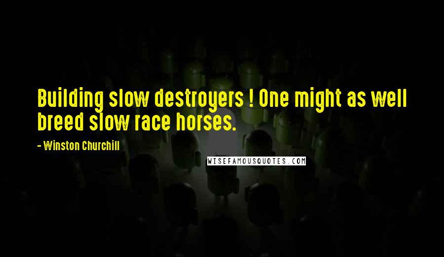 Winston Churchill Quotes: Building slow destroyers ! One might as well breed slow race horses.