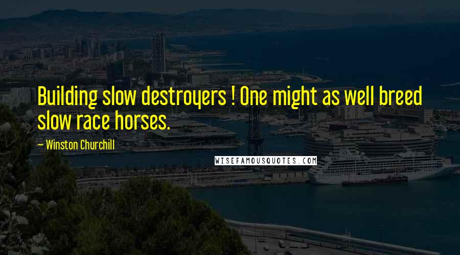 Winston Churchill Quotes: Building slow destroyers ! One might as well breed slow race horses.