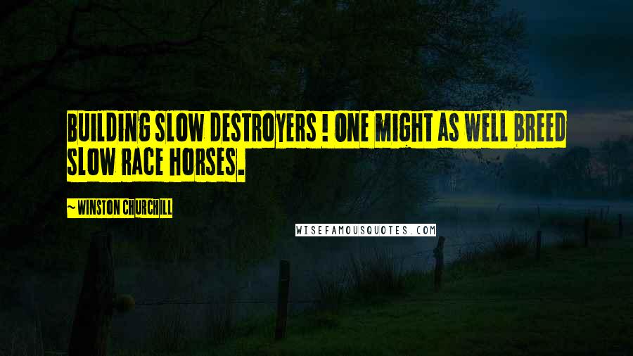 Winston Churchill Quotes: Building slow destroyers ! One might as well breed slow race horses.