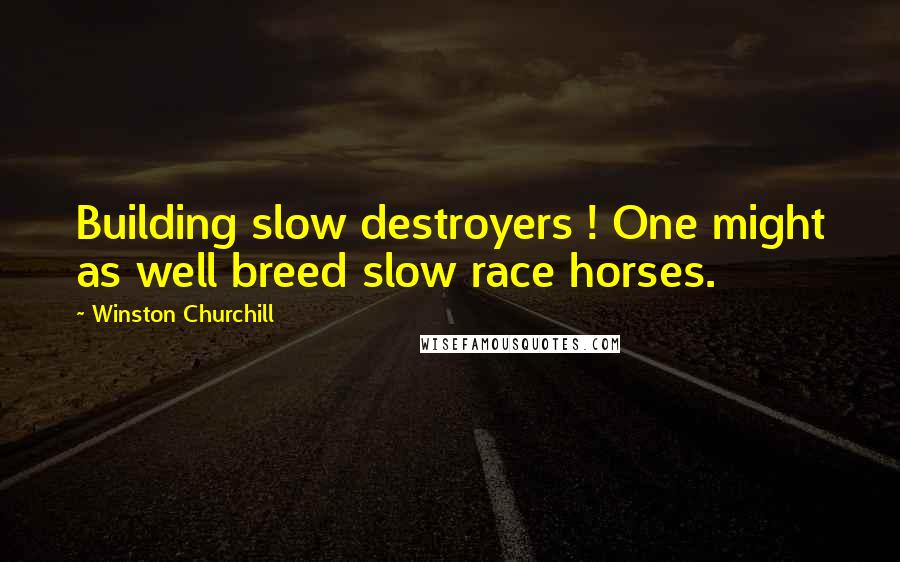 Winston Churchill Quotes: Building slow destroyers ! One might as well breed slow race horses.