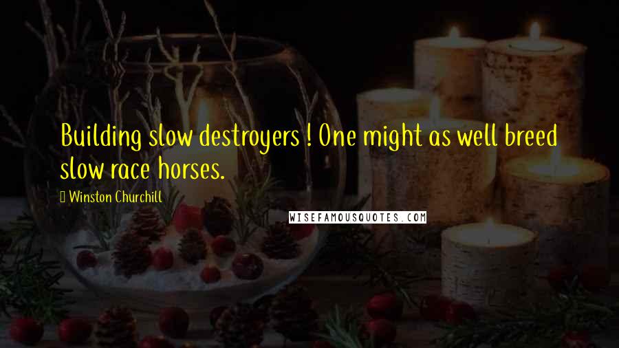 Winston Churchill Quotes: Building slow destroyers ! One might as well breed slow race horses.