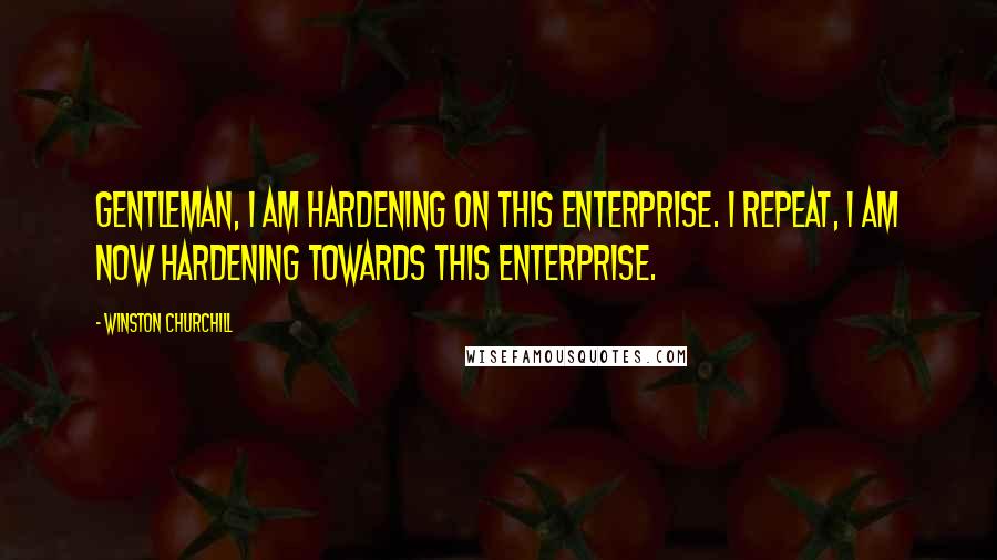 Winston Churchill Quotes: Gentleman, I am hardening on this enterprise. I repeat, I am now hardening towards this enterprise.