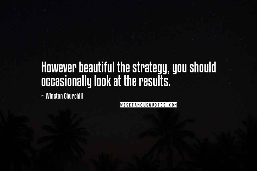 Winston Churchill Quotes: However beautiful the strategy, you should occasionally look at the results.
