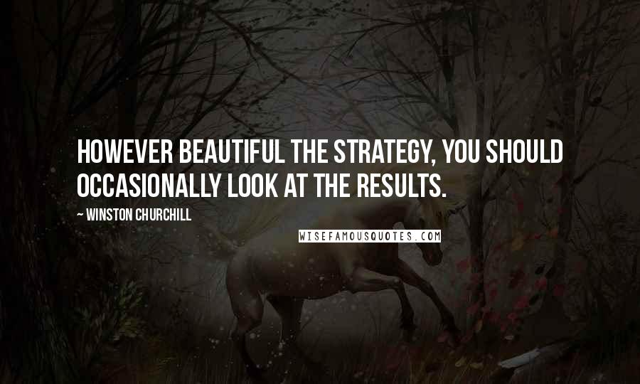 Winston Churchill Quotes: However beautiful the strategy, you should occasionally look at the results.