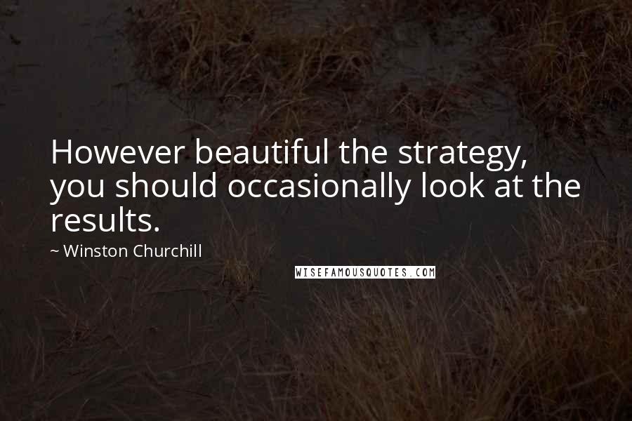 Winston Churchill Quotes: However beautiful the strategy, you should occasionally look at the results.
