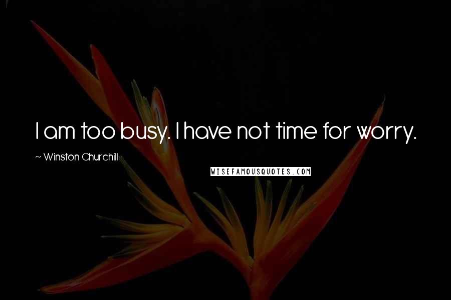 Winston Churchill Quotes: I am too busy. I have not time for worry.
