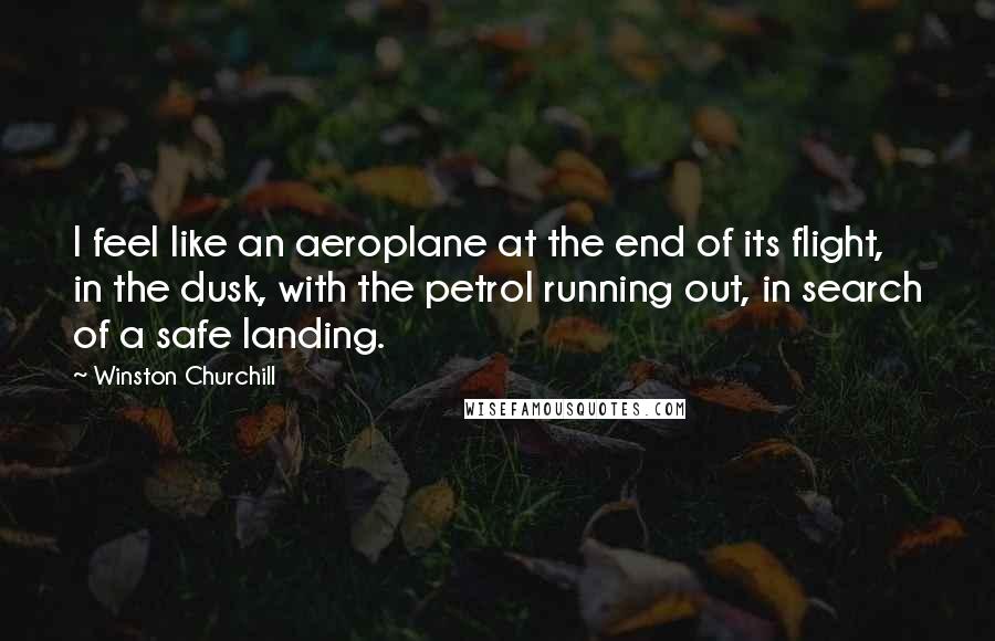 Winston Churchill Quotes: I feel like an aeroplane at the end of its flight, in the dusk, with the petrol running out, in search of a safe landing.