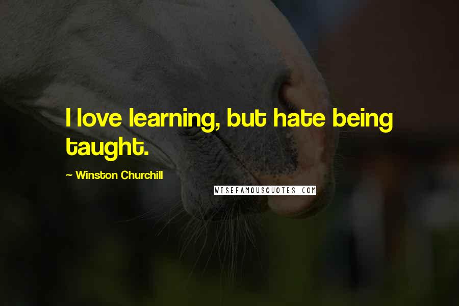 Winston Churchill Quotes: I love learning, but hate being taught.