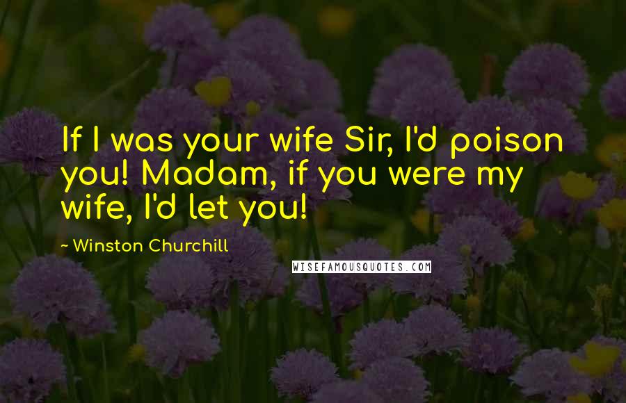 Winston Churchill Quotes: If I was your wife Sir, I'd poison you! Madam, if you were my wife, I'd let you!