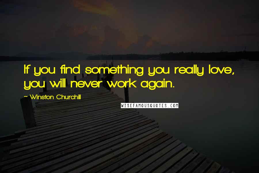 Winston Churchill Quotes: If you find something you really love, you will never work again.