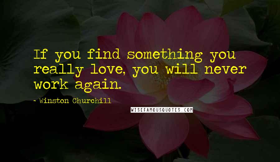 Winston Churchill Quotes: If you find something you really love, you will never work again.