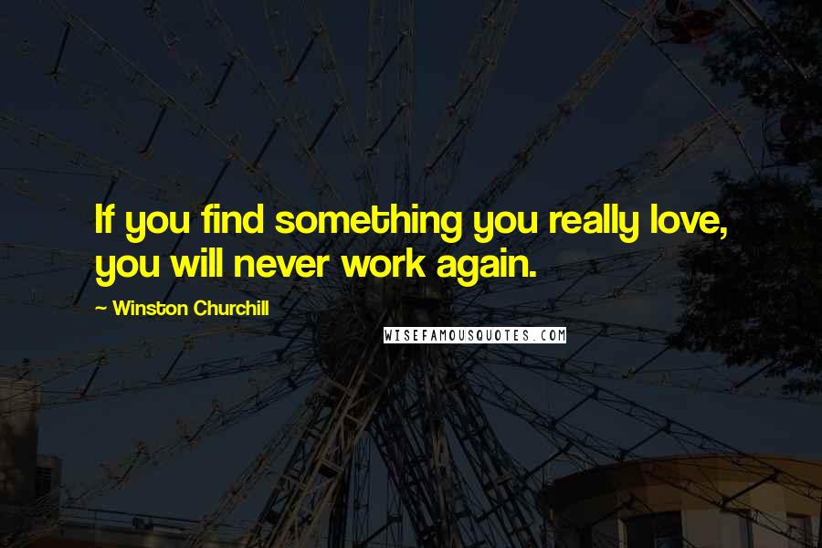 Winston Churchill Quotes: If you find something you really love, you will never work again.