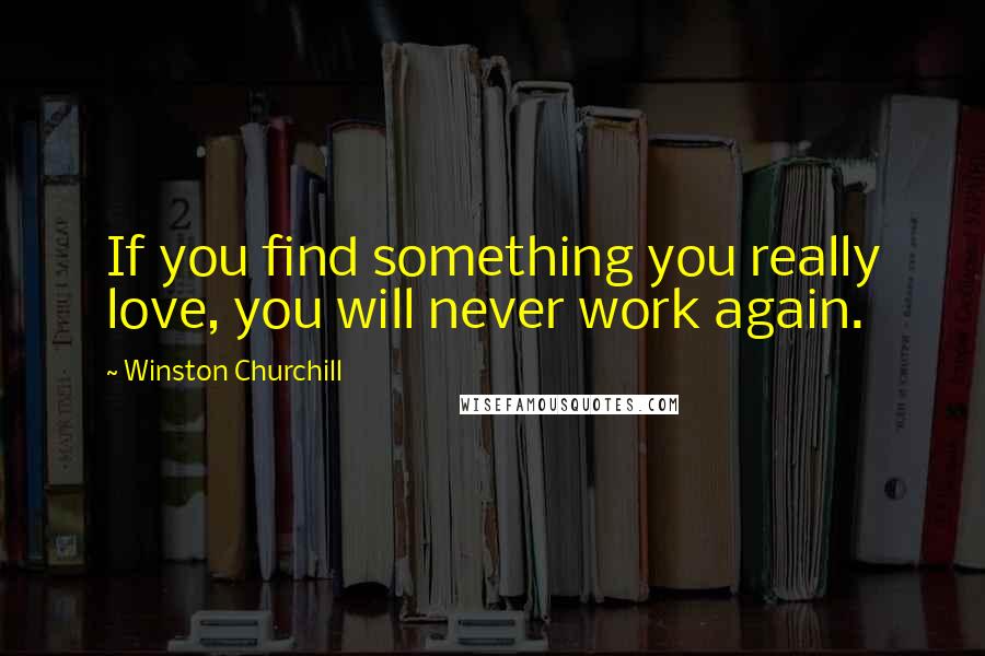 Winston Churchill Quotes: If you find something you really love, you will never work again.