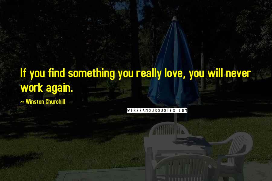 Winston Churchill Quotes: If you find something you really love, you will never work again.