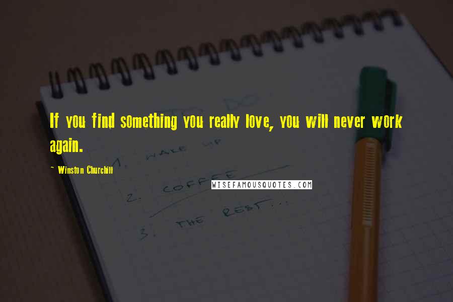 Winston Churchill Quotes: If you find something you really love, you will never work again.