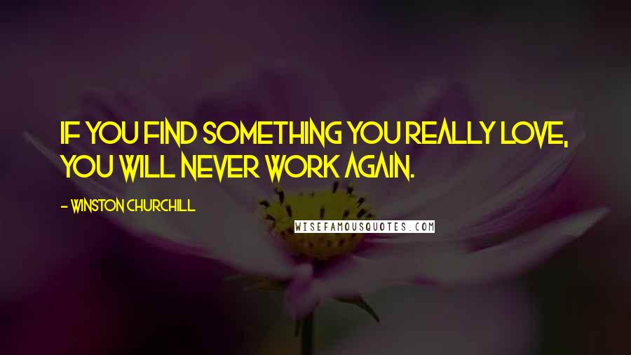 Winston Churchill Quotes: If you find something you really love, you will never work again.