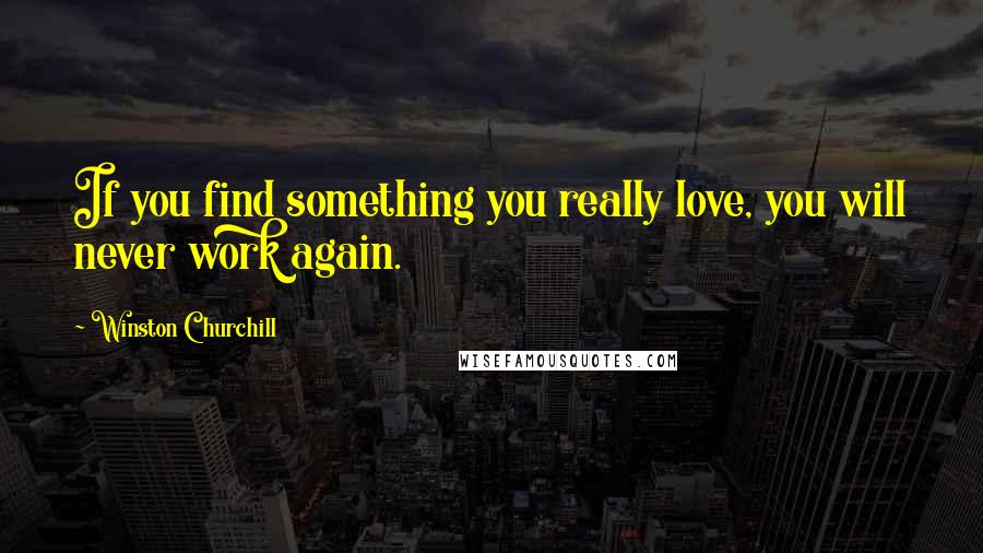 Winston Churchill Quotes: If you find something you really love, you will never work again.