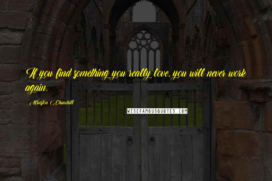 Winston Churchill Quotes: If you find something you really love, you will never work again.