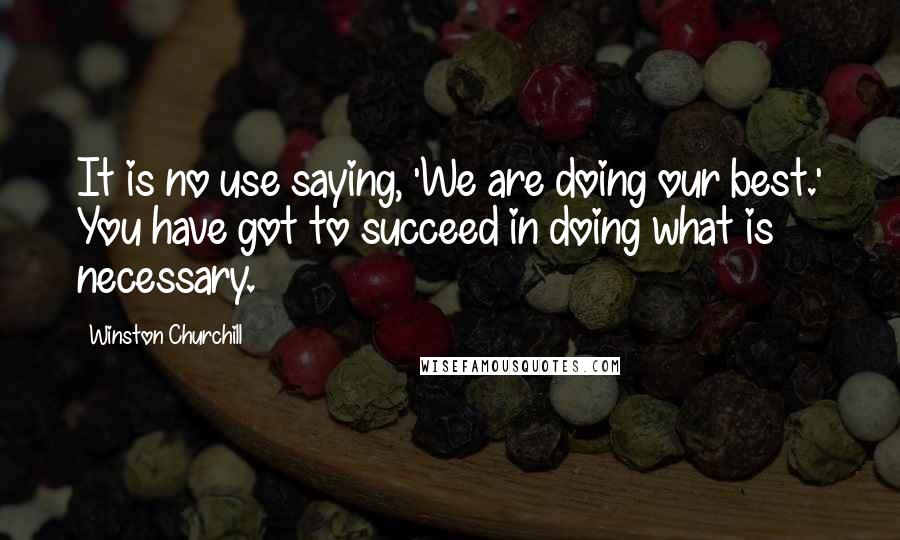 Winston Churchill Quotes: It is no use saying, 'We are doing our best.' You have got to succeed in doing what is necessary.
